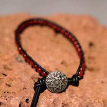 Load image into Gallery viewer, Carnelian Bead and Leather Wrap Bracelet (WB 46)