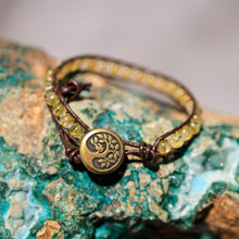 Load image into Gallery viewer, Citrine Bead and Leather Wrap Bracelet (WB 47)