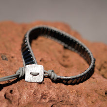 Load image into Gallery viewer, Hematite Bead and Leather Wrap Bracelet (WB 50)