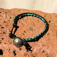 Load image into Gallery viewer, Turquoise Bead and Leather Wrap Bracelet (WB 51)