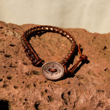 Load image into Gallery viewer, Copper Metal Bead and Leather Wrap Bracelet (WB 52)