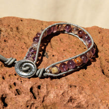 Load image into Gallery viewer, Super Seven Bead and Leather Wrap Bracelet (WB 53)