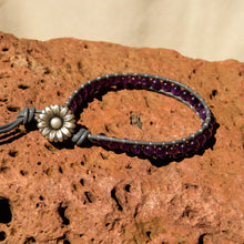 Load image into Gallery viewer, Amethyst Bead and Leather Wrap Bracelet (WB 55)