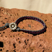 Load image into Gallery viewer, Amethyst Bead and Leather Wrap Bracelet (WB 55)