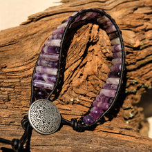 Load image into Gallery viewer, Flourite Bead and Leather Wrap Bracelet (WB 59)