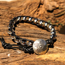 Load image into Gallery viewer, Metal Bead and Leather Wrap Bracelet (WB 63)