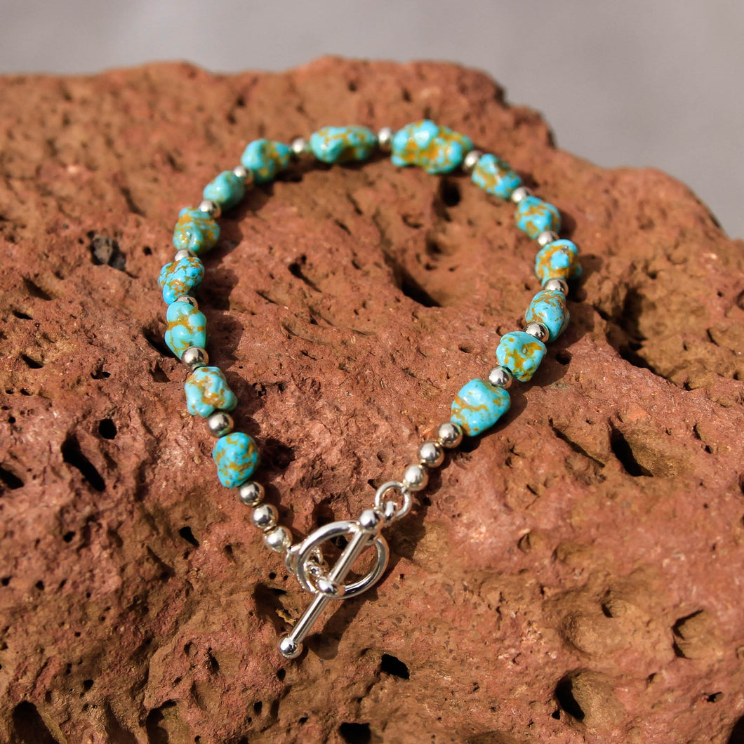 Turquoise and Sterling Silver Bead Bracelet (BBTC 1001)