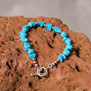 Turquoise and Sterling Silver Bead Bracelet (BBTC 1002)