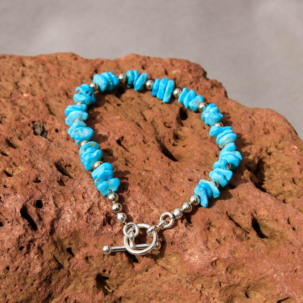 Turquoise and Sterling Silver Bead Bracelet (BBTC 1002)