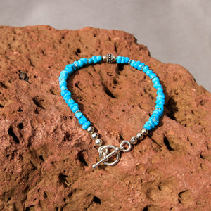 Sleeping Beauty Turquoise and Sterling Silver Bead Bracelet (BBTC 1004)