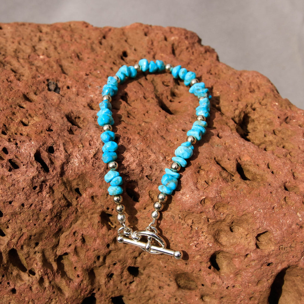 Turquoise and Sterling Silver Bead Bracelet (BBTC 1006)
