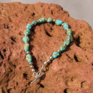 Turquoise and Sterling Silver Bead Bracelet (BBTC 1007)