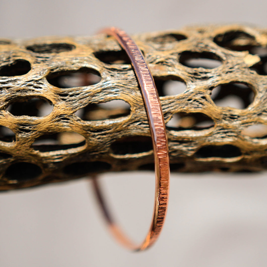 Copper Bangle Bracelet - hand textured (CBB 1001)