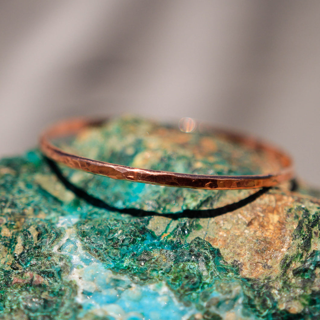 Copper Bangle Bracelet - hand textured (CBB 1005)