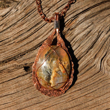 Load image into Gallery viewer, Graveyard Point Plume Agate and Hammered Copper Pendant (HCP 1001)
