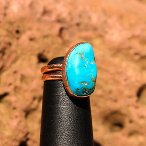 Turquoise Cabochon and Copper Ring (CR 1010)