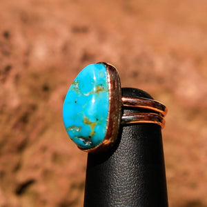 Turquoise Cabochon and Copper Ring (CR 1010)