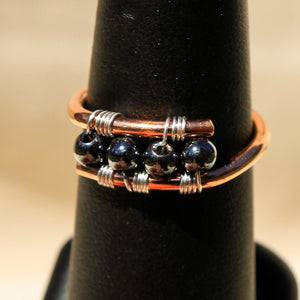 Copper Ring with Hematite Beads (CR 1008)