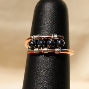 Copper Ring with Hematite Beads (CR 1008)