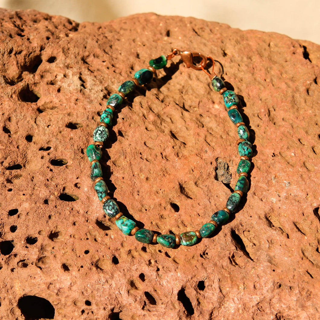 Turquoise and Copper Bead Bracelet (LC 12)