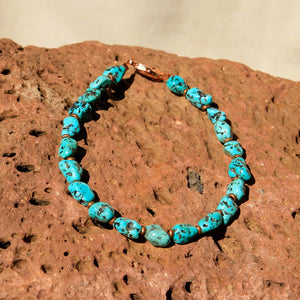 Turquoise and Copper Bead Bracelet (LC 13)
