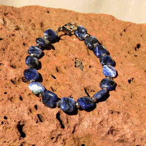 Sodalite and Silver Bead Bracelet (LC 15)