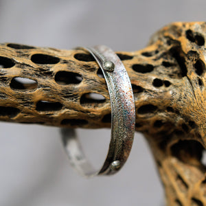 Sterling Silver Spinner Bangle Bracelet w/ Pyrite Cabochons (SB 1008)