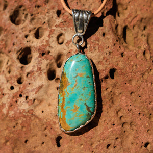 Turquoise (Royston) Cabochon and Sterling Silver Pendant (SSP 1002)