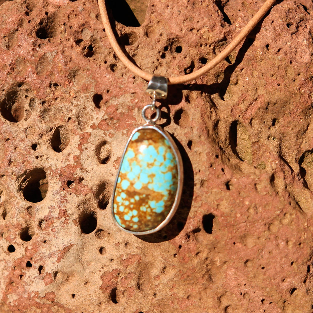 Turquoise (#8 Mine) Cabochon and Sterling Silver Pendant (SSP 1003)