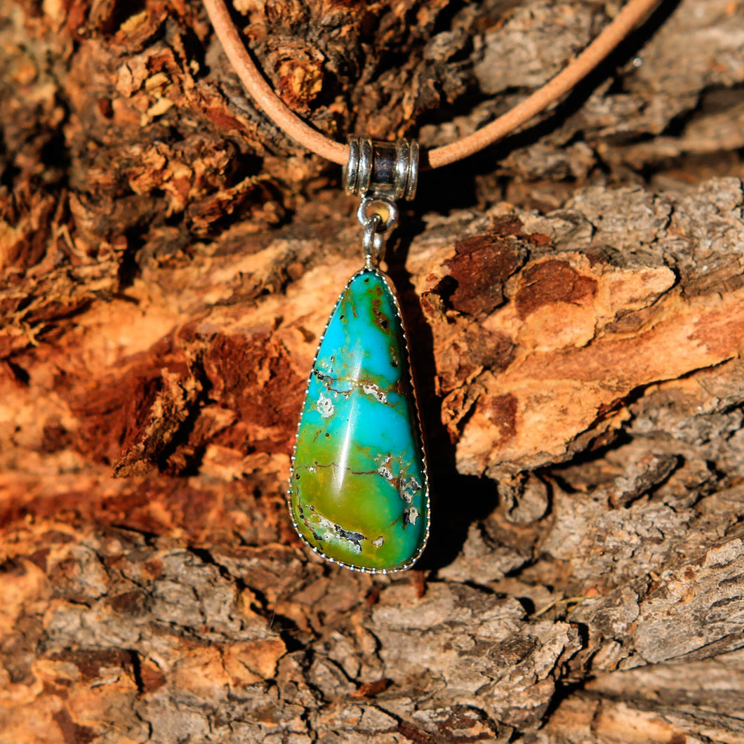 Turquoise Cabochon and Sterling Silver Pendant (SSP 1011)