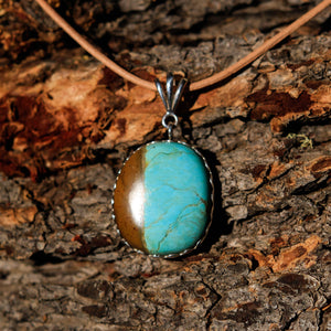 Turquoise (Royston) Cabochon and Sterling Silver Pendant (SSP 1015)