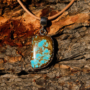 Turquoise (#8 Mine) Cabochon and Sterling Silver Pendant (SSP 1016)
