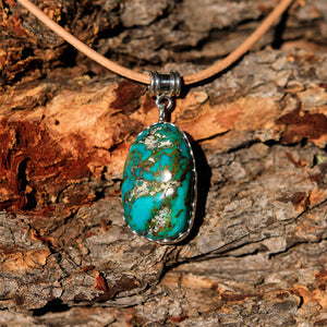 Turquoise Cabochon and Sterling Silver Pendant (SSP 1017)