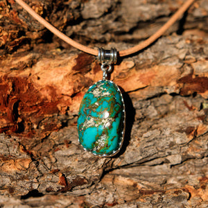 Turquoise Cabochon and Sterling Silver Pendant (SSP 1017)