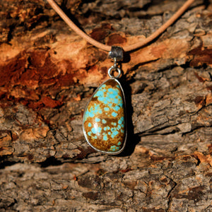 Turquoise (#8 Mine) Cabochon and Sterling Silver Pendant (SSP 1020)