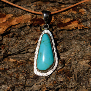 Turquoise (Royston) Cabochon and Sterling Silver Pendant (SSP 1022)