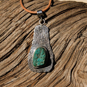 Chrysocolla Druzy (Gem Silica) Cabochon and Sterling Silver Pendant (SSP 1031)
