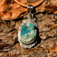 Load image into Gallery viewer, Chrysocolla Druzy (Gem Silica) Cabochon and Sterling Silver Pendant (SSP 1030)
