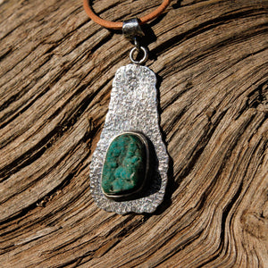 Chrysocolla Druzy (Gem Silica) Cabochon and Sterling Silver Pendant (SSP 1031)