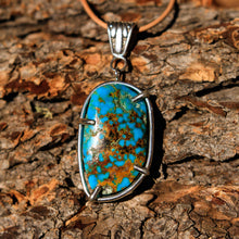 Load image into Gallery viewer, Turquoise (Kingman, Az) Cabochon and Sterling Silver Pendant (SSP 1042)
