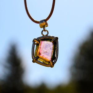 Watermelon Tourmaline and Sterling Silver Pendant (SSP 1048)