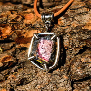 Watermelon Tourmaline and Sterling Silver Pendant (SSP 1049)
