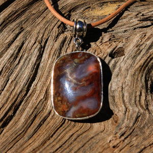 Agate (Mulligan Peak) Cabochon and Sterling Silver Pendant (SSP 1056)