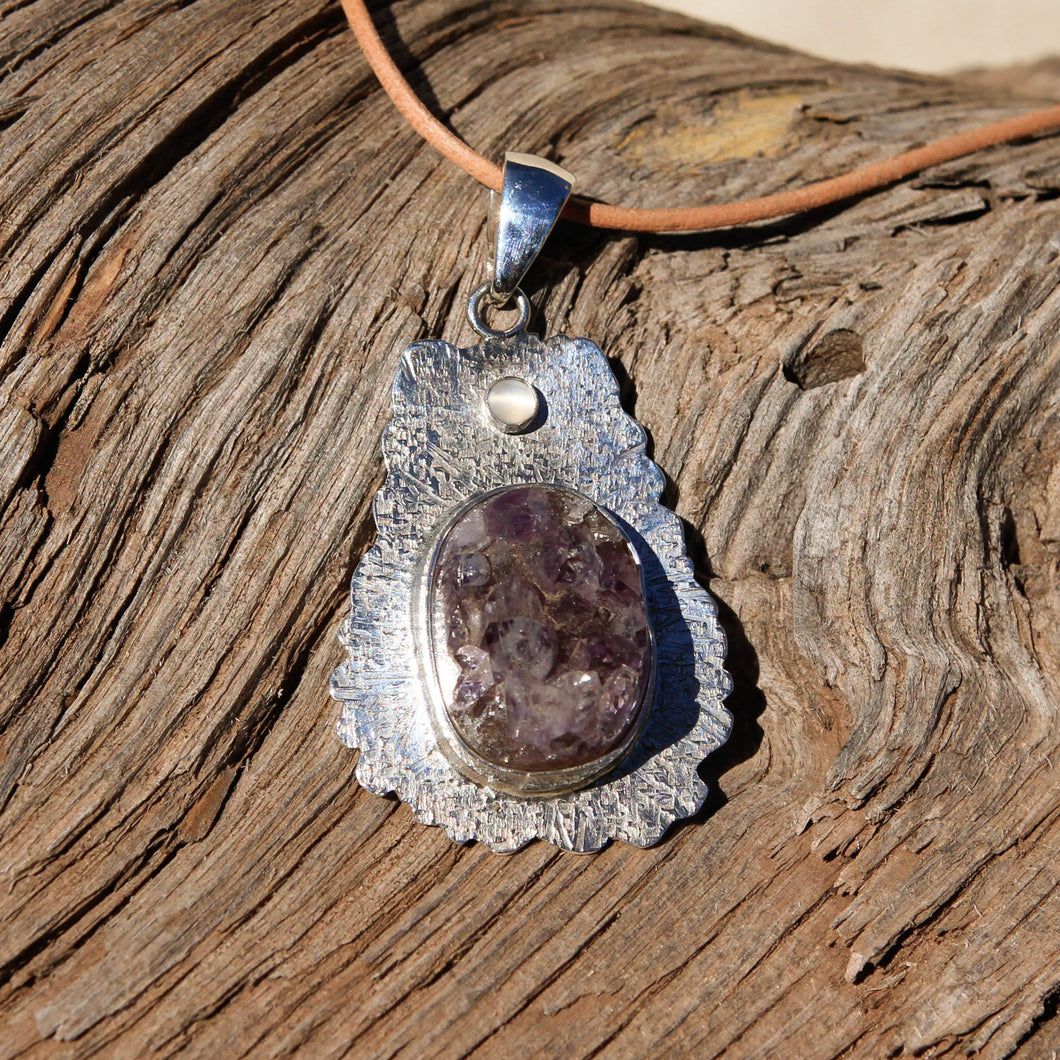 Amethyst Cabochon and Sterling Silver Pendant (SSP 1060)