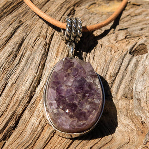 Amethyst Cabochon and Sterling Silver Pendant (SSP 1062)