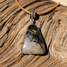 Load image into Gallery viewer, Black Tourmaline and Quartz Cabochon and Sterling Silver Pendant (SSP 1072)
