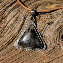 Load image into Gallery viewer, Black Tourmaline and Quartz Cabochon and Sterling Silver Pendant (SSP 1074)
