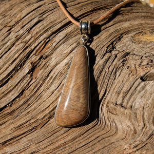 Petrified Wood Cabochon and Sterling Silver Pendant (SSP 1076)