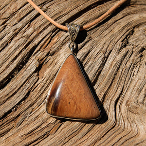 Petrified Wood Cabochon and Sterling Silver Pendant (SSP 1077)