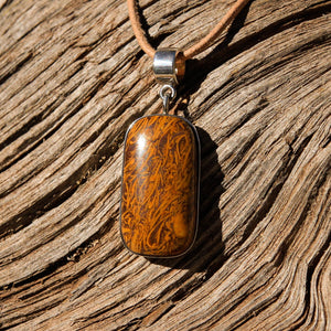 Calligraphy Jasper Cabochon and Sterling Silver Pendant (SSP 1087)